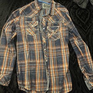 BKE dress shirt Large blue orange white